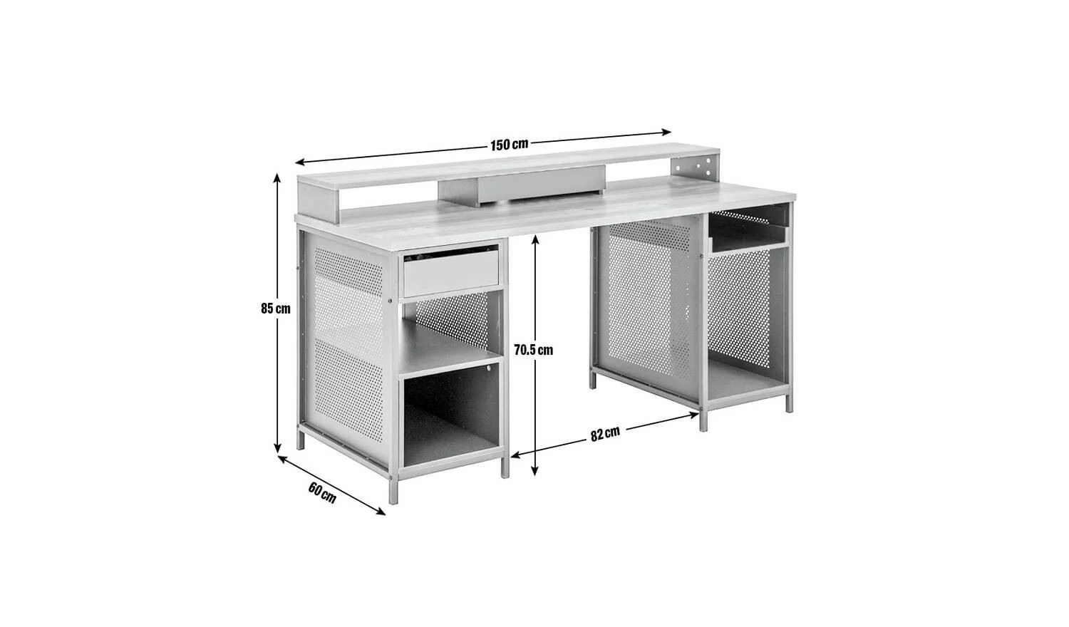Modular 1 Drawer Gaming Desk Oak Effect & Grey Spacious Surface Area - Image 2