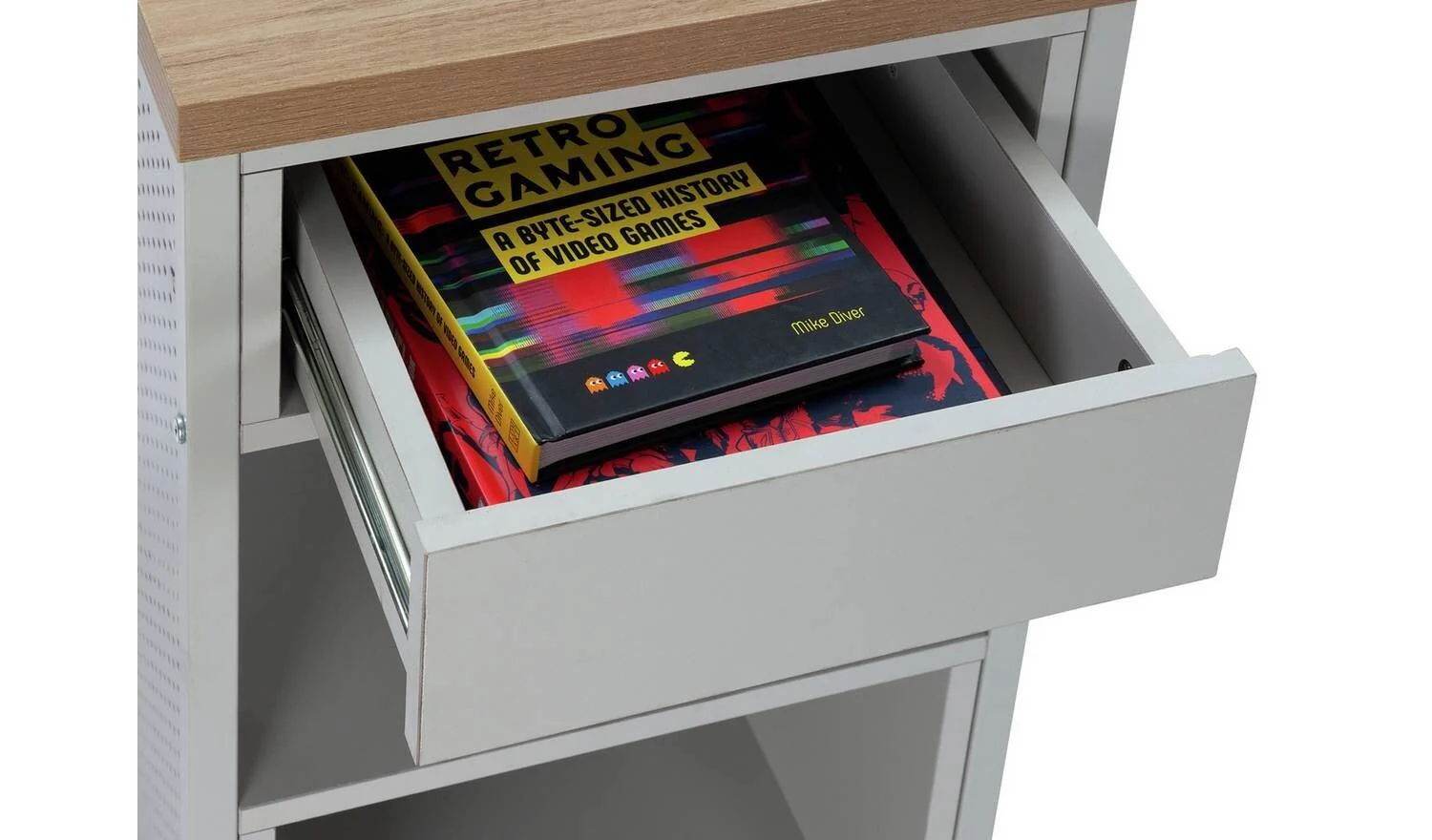 Modular 1 Drawer Gaming Desk Oak Effect & Grey Spacious Surface Area - Image 5
