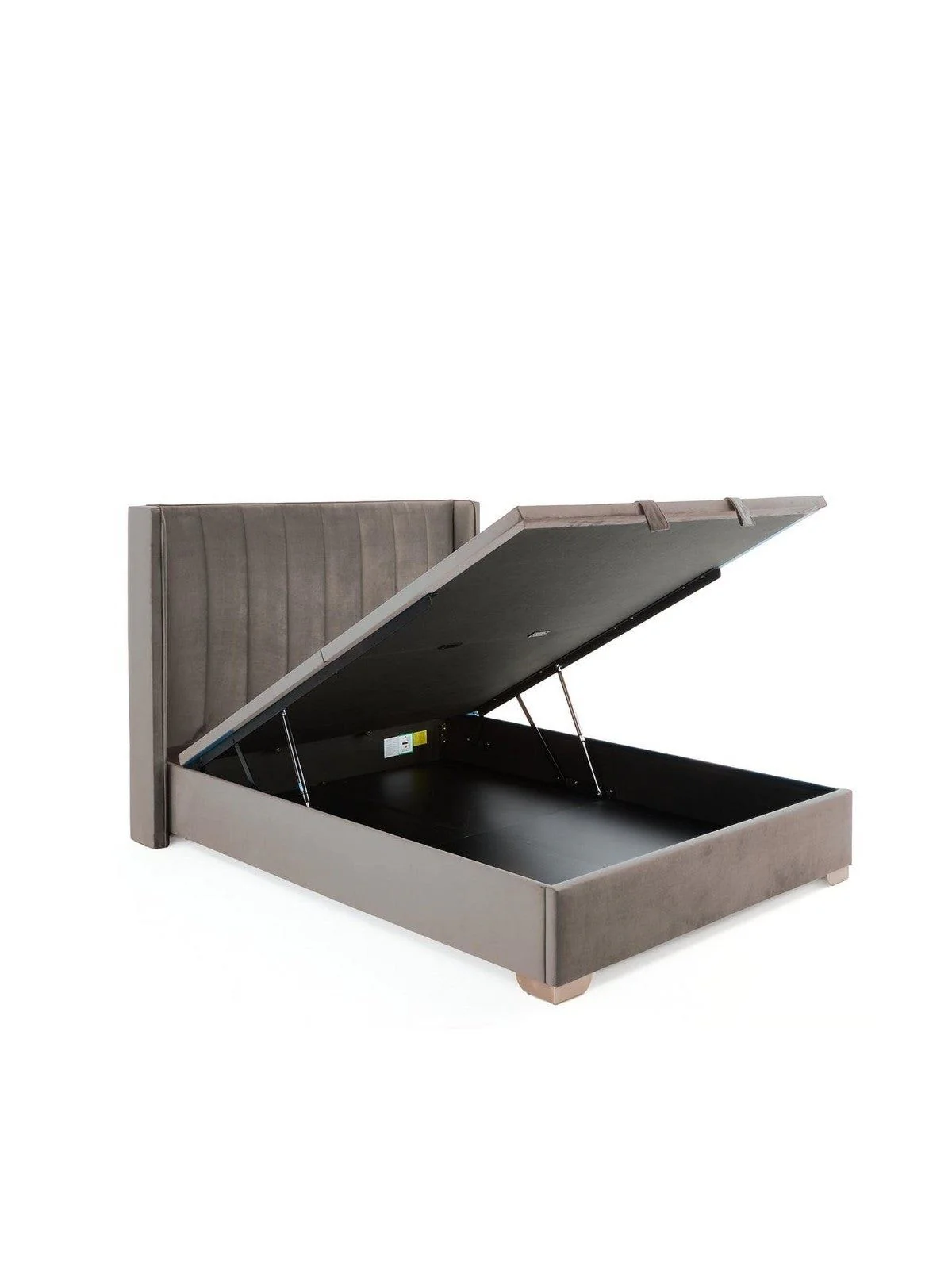 New Dakota Velvet End Lift Up Storage Ottoman Double Bed Grey Free Delivery UK - Image 3
