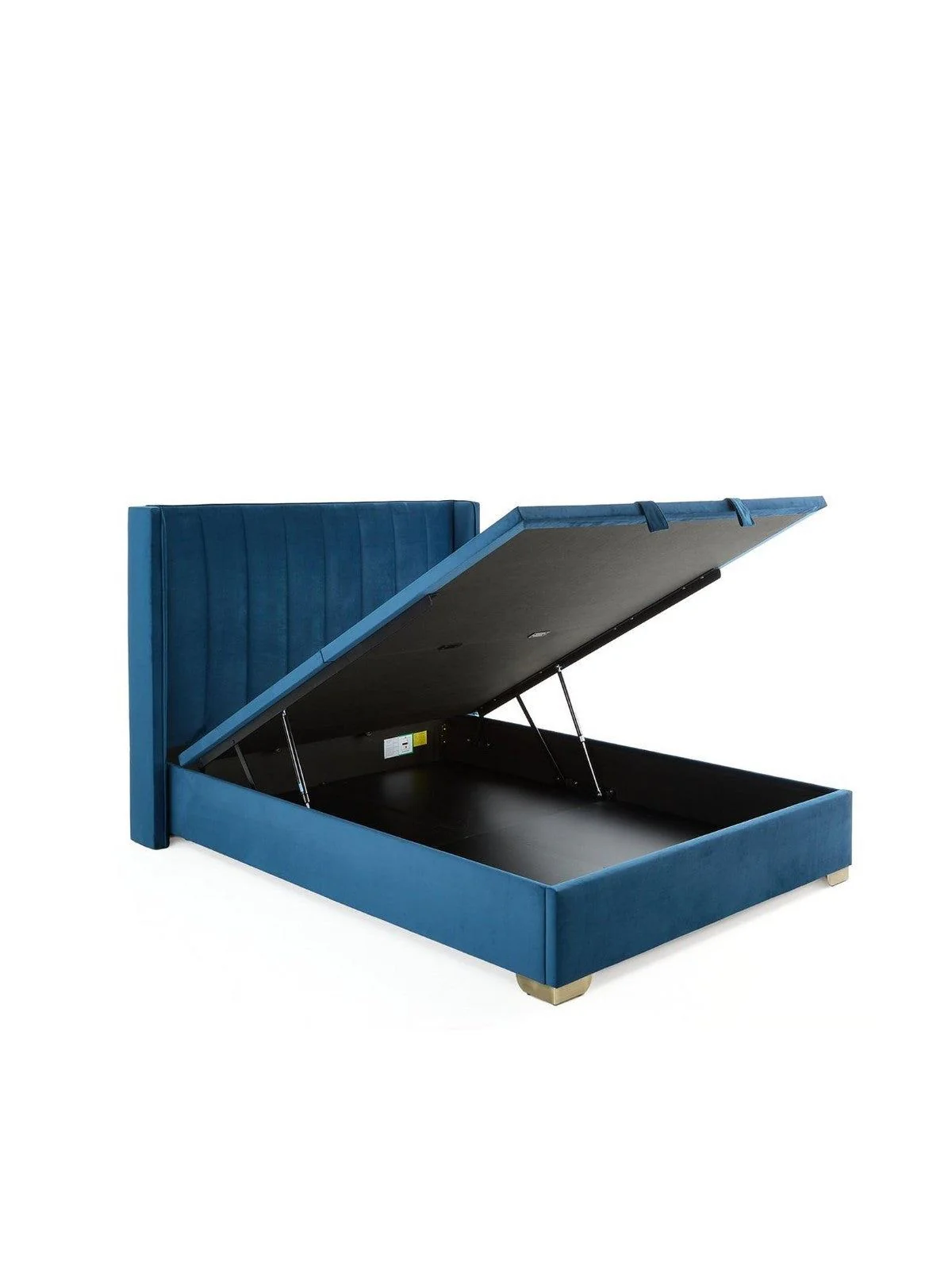 New Dakota Velvet End Lift Up Storage Ottoman King Bed Blue TOP SELLER - Image 3
