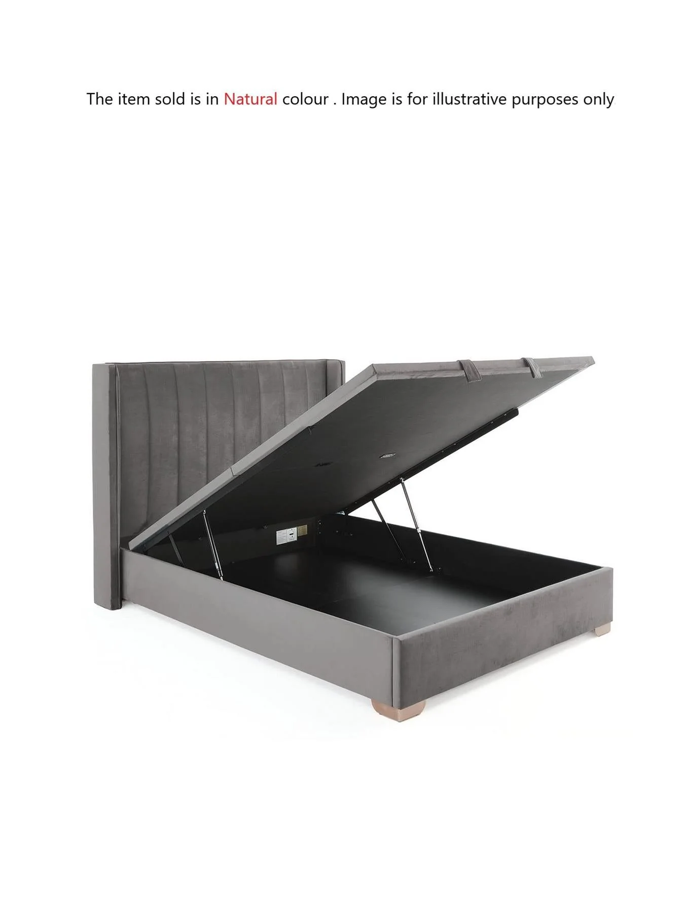 New Dakota Velvet End Lift Up Storage Ottoman Small Double Bed Frame Natural - Image 2