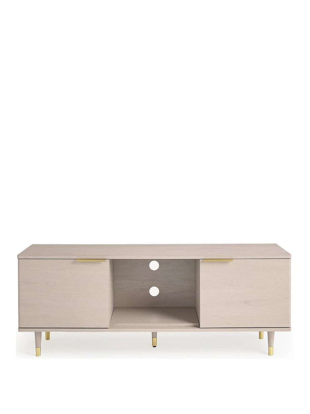 New Enna TV Unit Grey Oak Gold Handles fits up to 65 inch Media Stand - Image 2