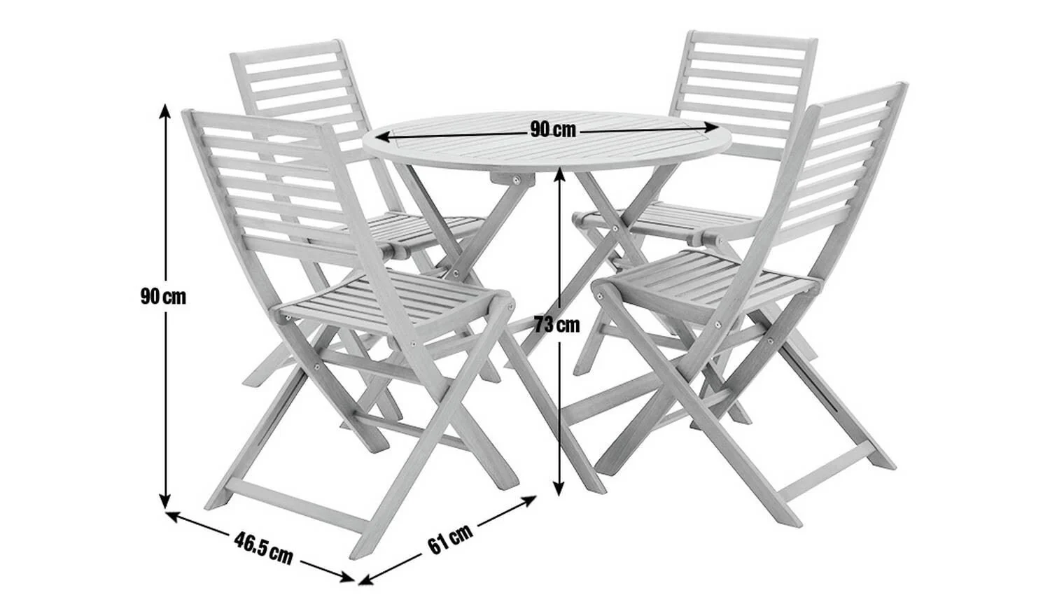 Newbury 4 Seater Folding Wooden Patio Set - Image 2