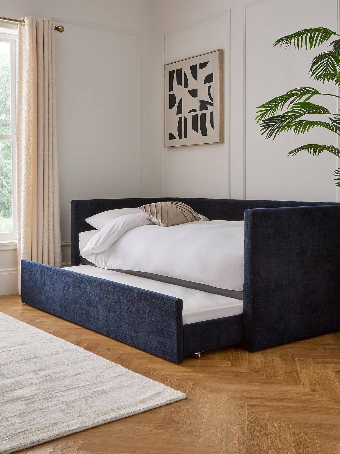 Newport Day Bed with Low Level Trundle Blue For Guest Room Spare Bed UK