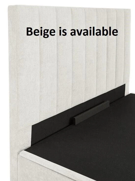 Nova Fabric Ottoman Kingsize Bed Frame Beige Modern Bedroom Storage Solution - Image 3