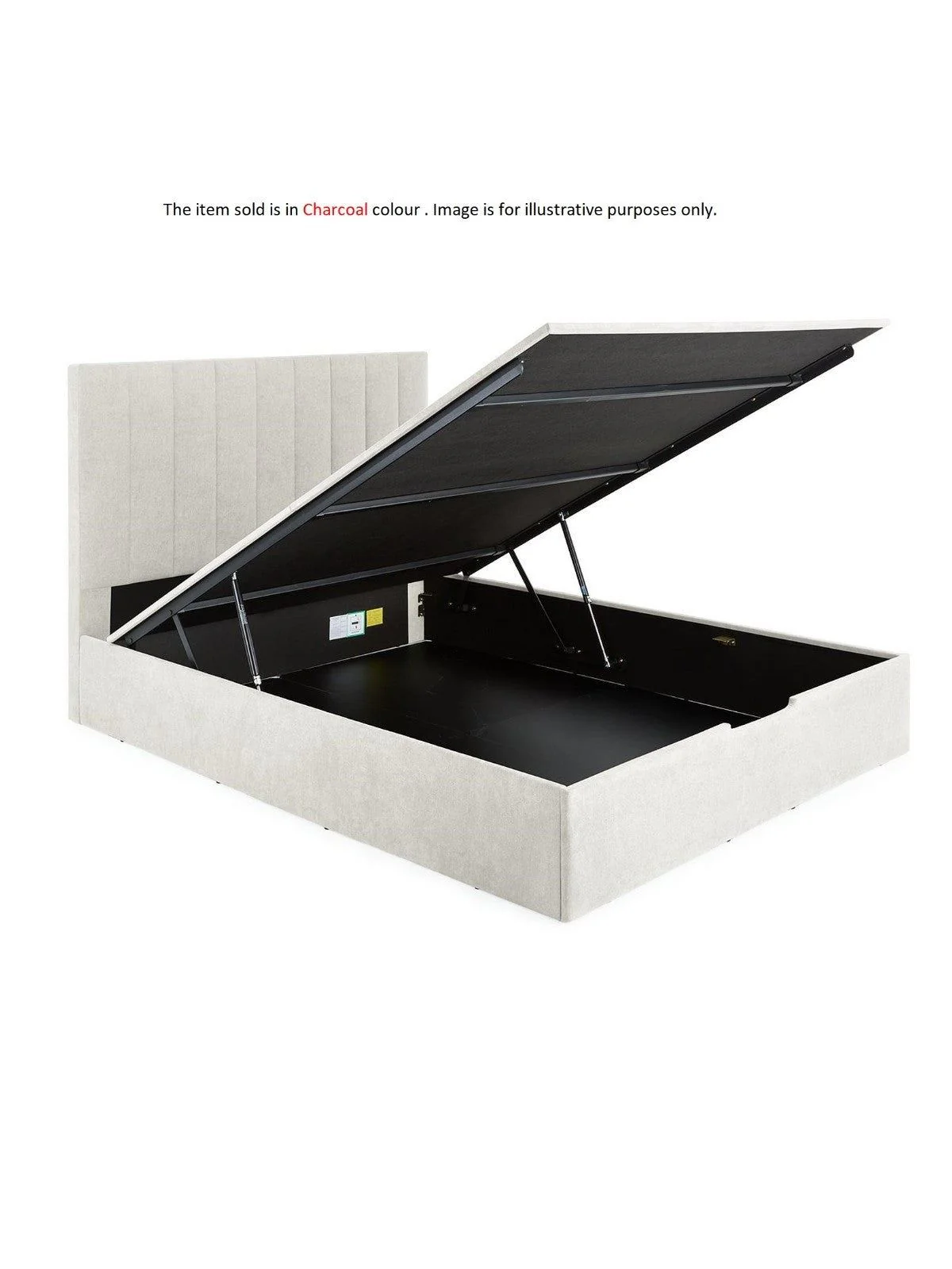 Nova Fabric Ottoman Storage King Bed Frame Charcoal Stylish Bedroom Solution - Image 2