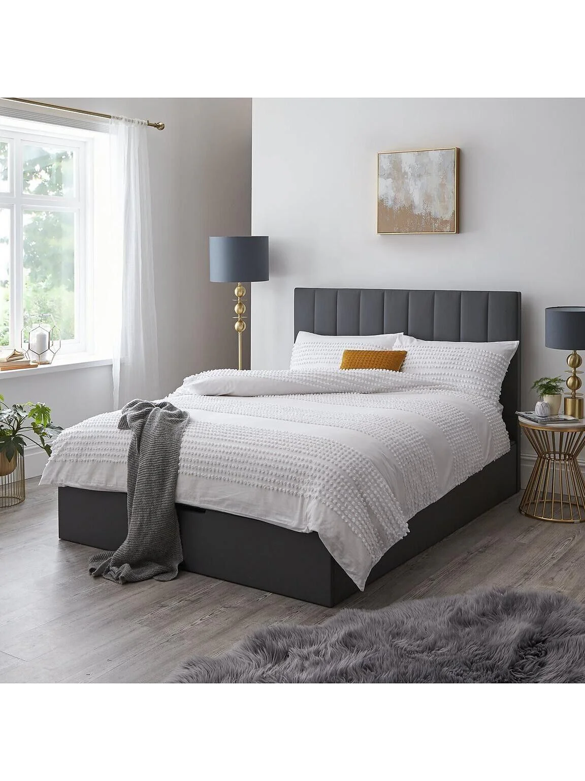 Nova Faux Leather Ottoman Double Bed Frame Grey Elegant Durable Bedroom Solution