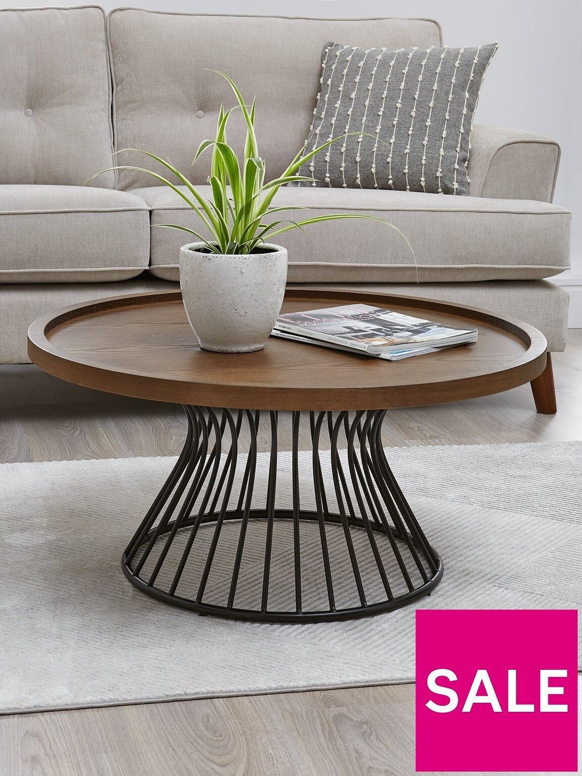 Odem Round Coffee Table Black & Walnut Modern and Stylish Living Room Furniture