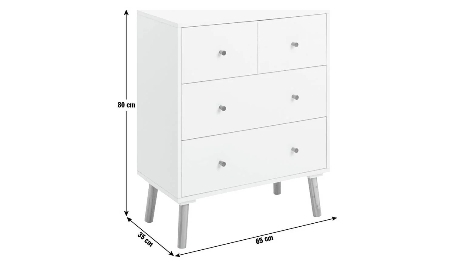 Otto 4 Drawer Chest White Storage Organiser Bedroom Furniture - Image 2