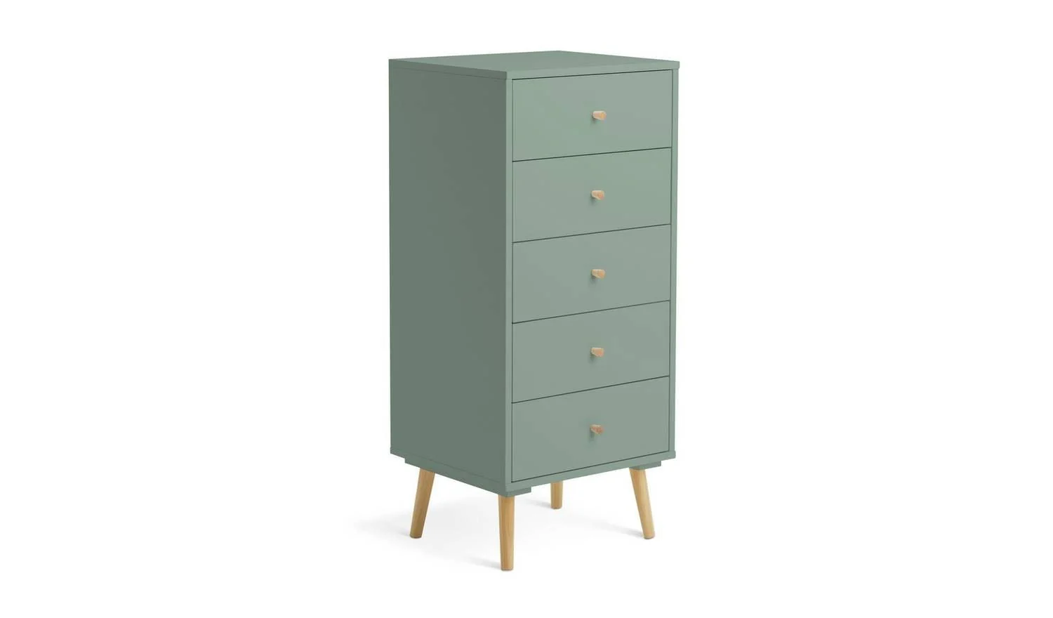 Otto 5 Drawer Tallboy Sage Green Storage Organiser Bedroom Furniture