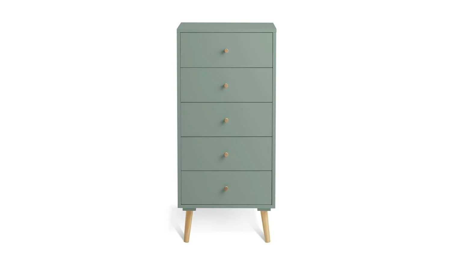 Otto 5 Drawer Tallboy Sage Green Storage Organiser Bedroom Furniture - Image 5
