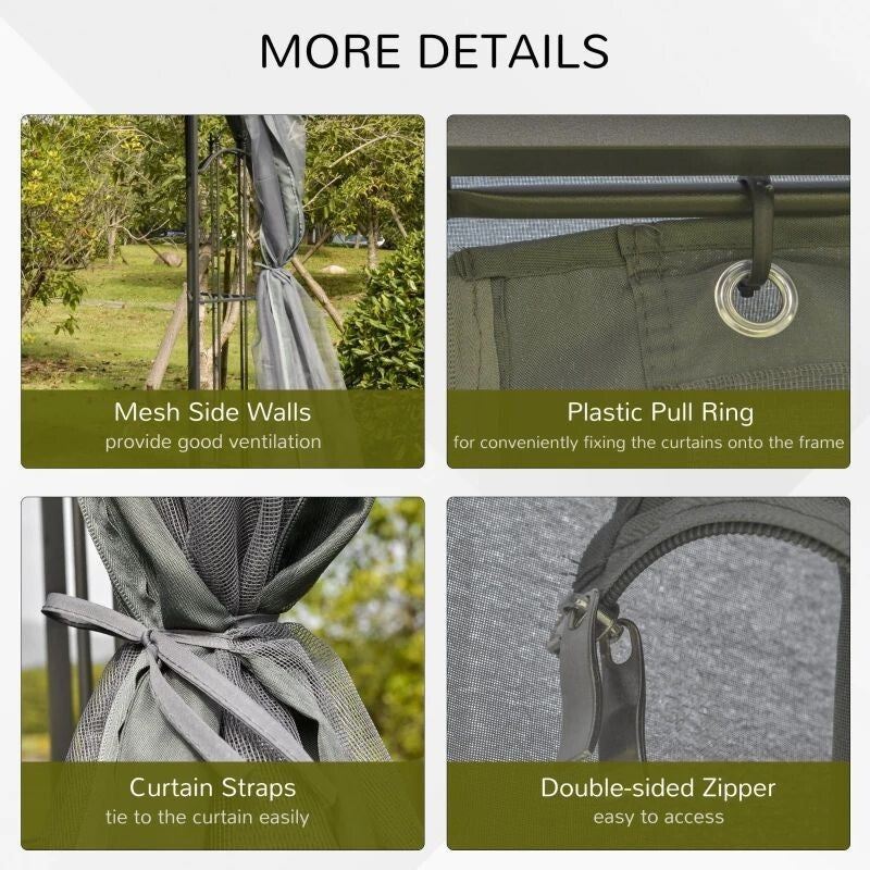 Outsunny 2 Tier Garden Gazebo with Mesh Curtains 3000x3000mm Grey - Image 5
