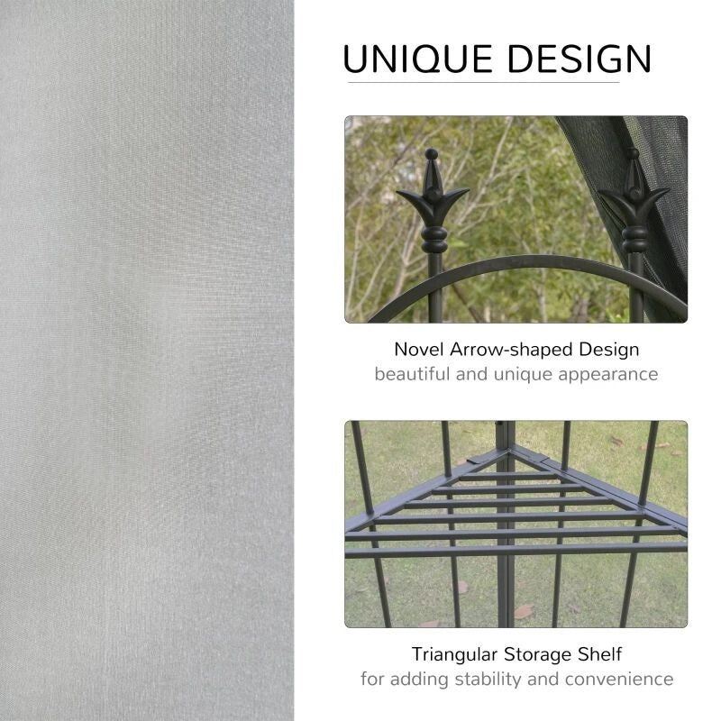 Outsunny 2 Tier Garden Gazebo with Mesh Curtains 3000x3000mm Grey - Image 6