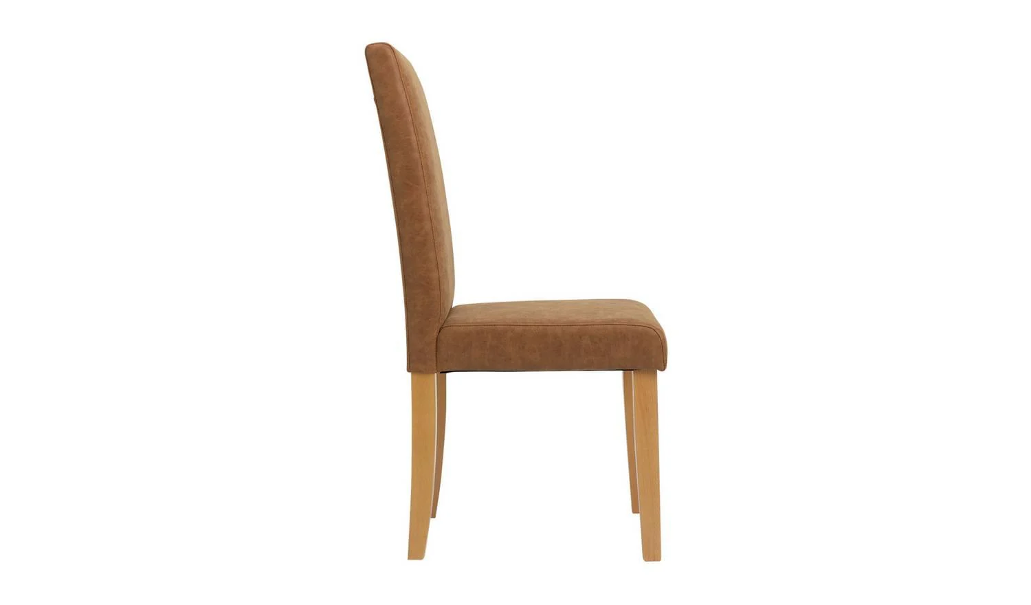 Pair of Faux Leather Dining Chair Tan Comfort Kitchen Furniture - Image 3