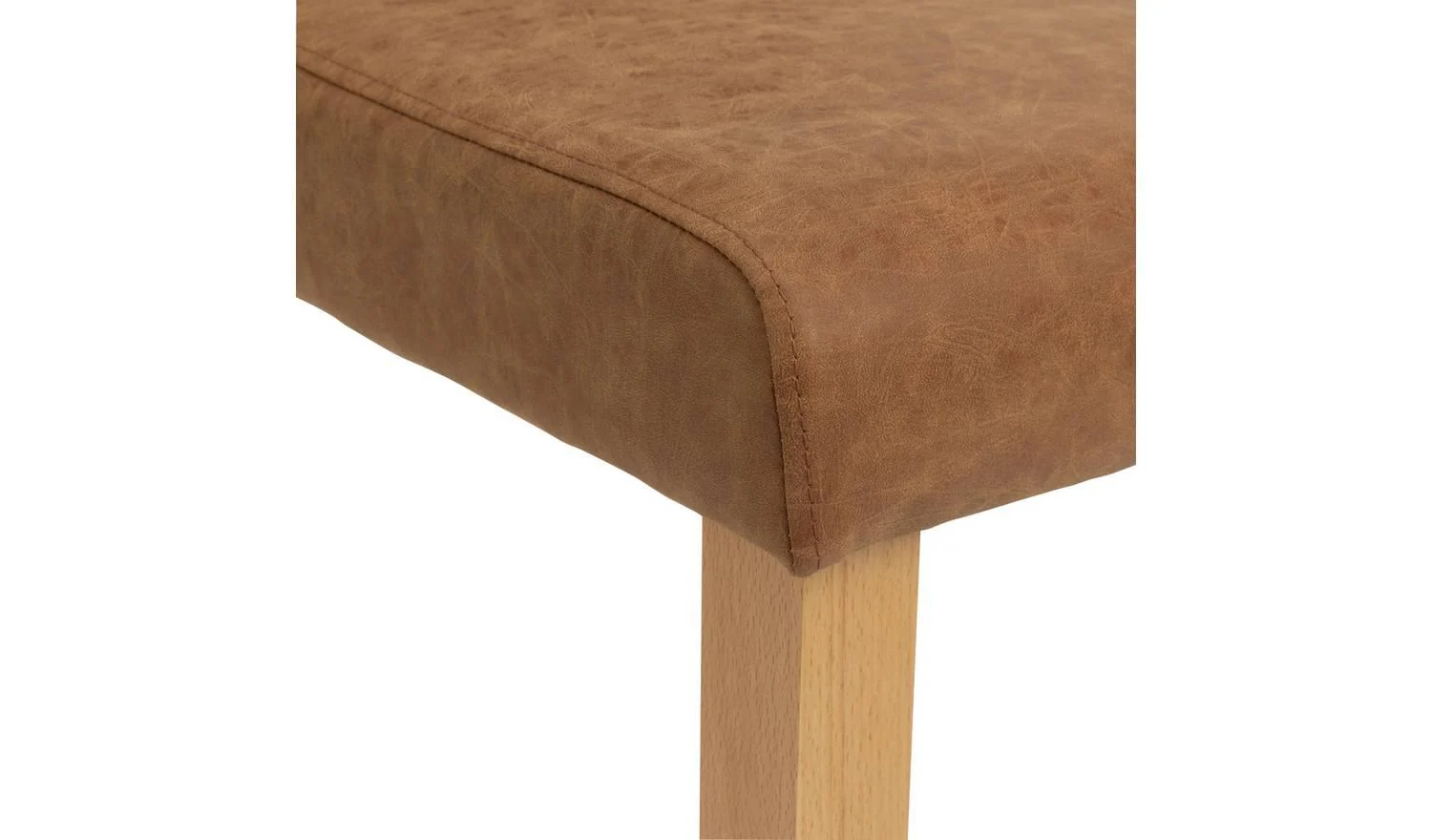 Pair of Faux Leather Dining Chair Tan Comfort Kitchen Furniture - Image 5