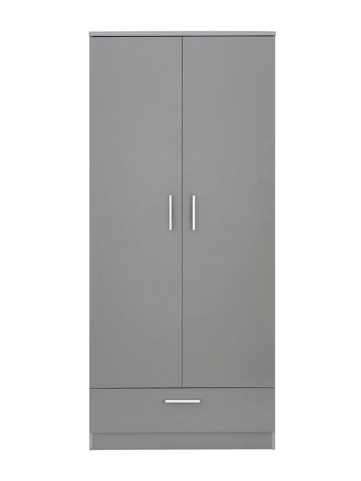 Panama 2 Door 1 Drawer Modern Wardrobe Grey with Hanging Bar Bedroom furniture