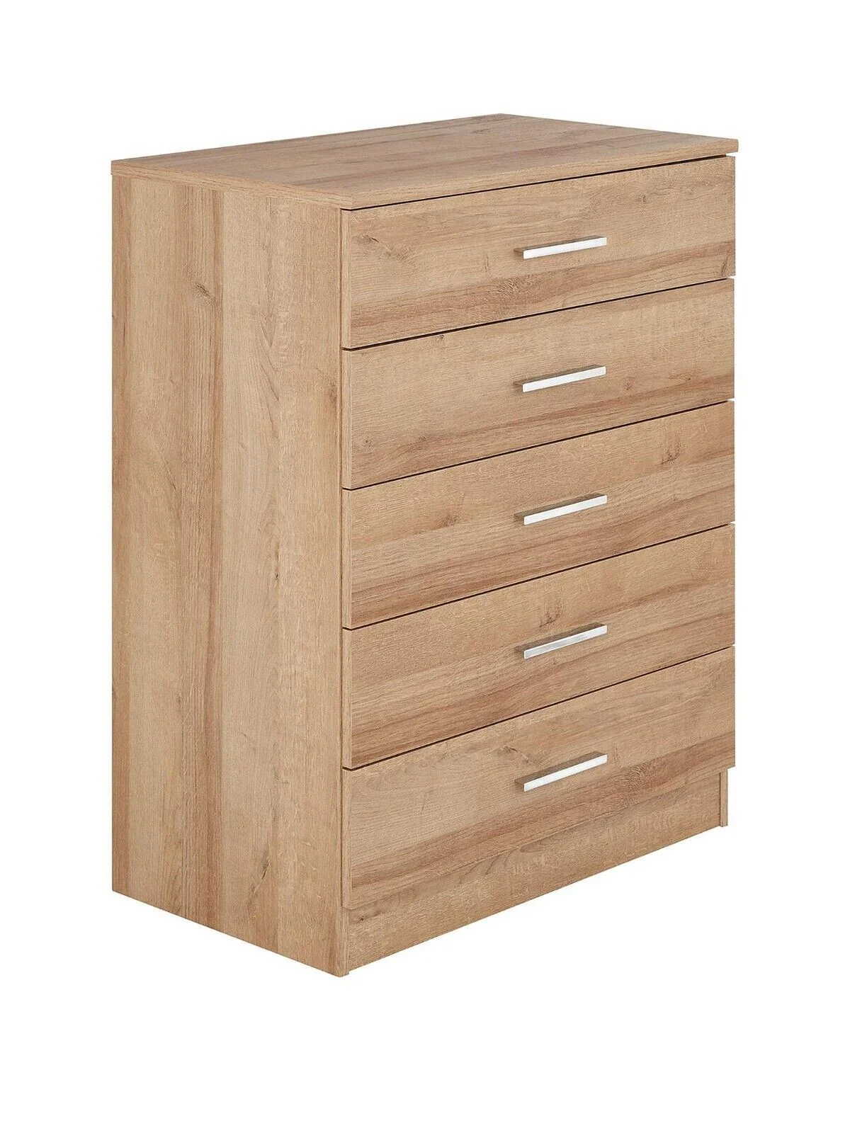 Panama 5 Drawer Chest Oak Storage Units Modern Bedroom Furniture - Image 3