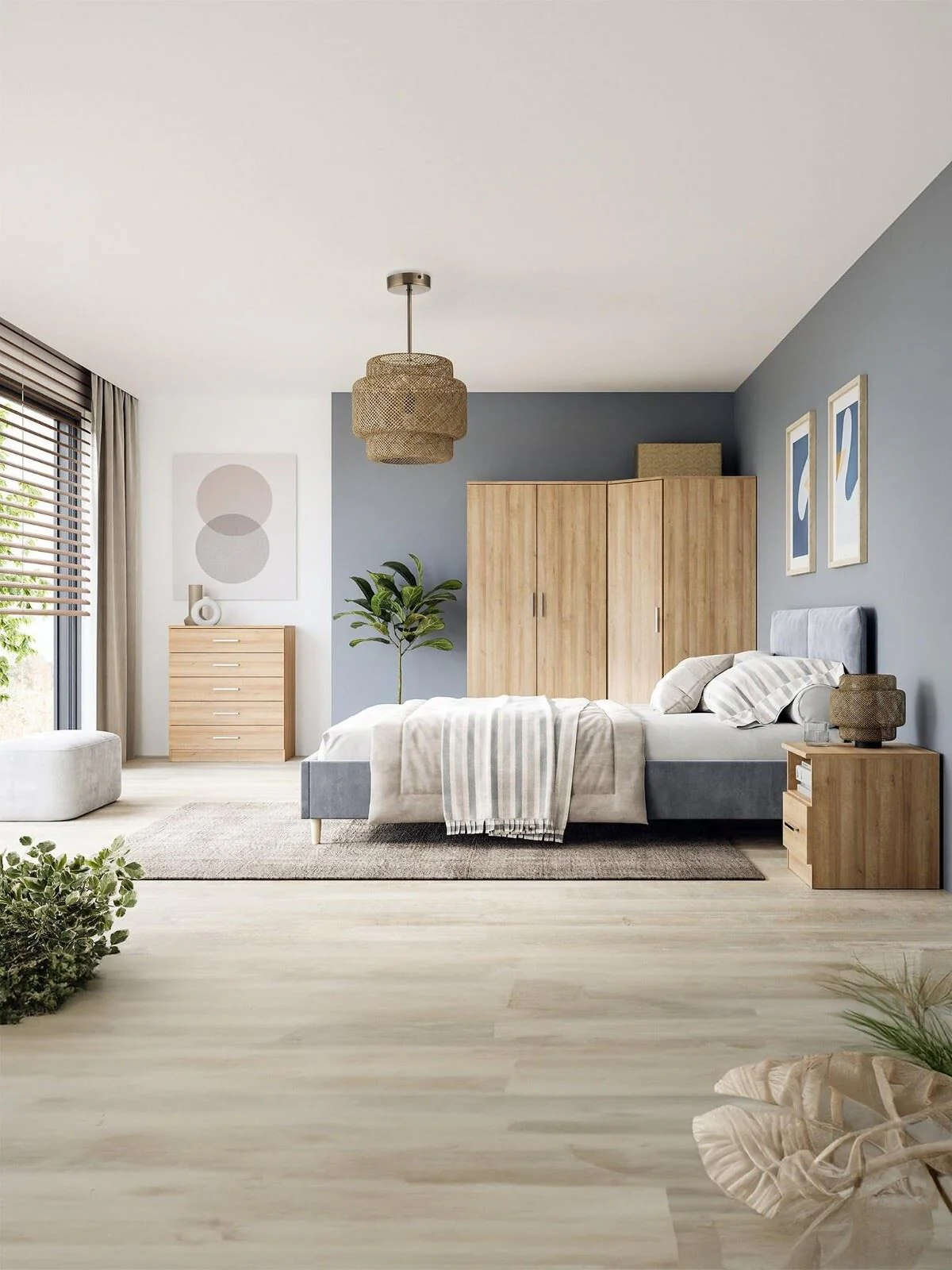 Panama 5 Drawer Chest Oak Storage Units Modern Bedroom Furniture - Image 4