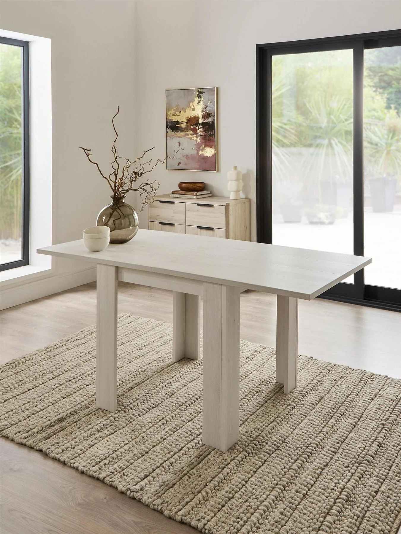 Panama 80-160 cm Extending Dining Table White Oak Modern Kitchen Furniture