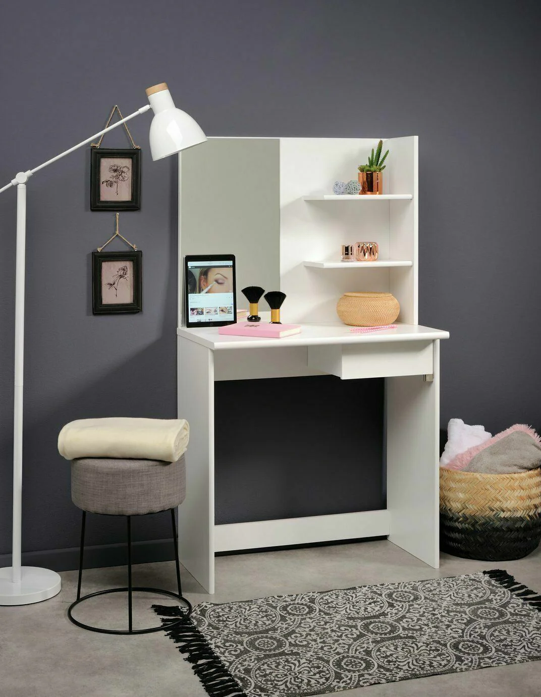Parisot Dressing Table White Modern and Stylish Bedroom Furniture with Storage - Image 2