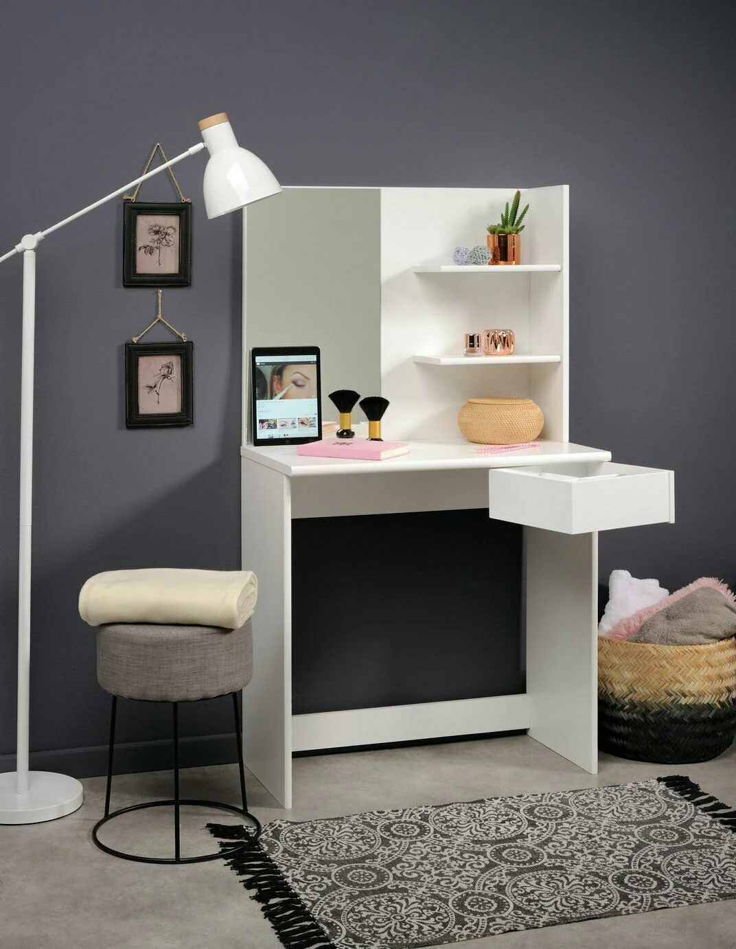 Parisot Dressing Table White Modern and Stylish Bedroom Furniture with Storage - Image 4