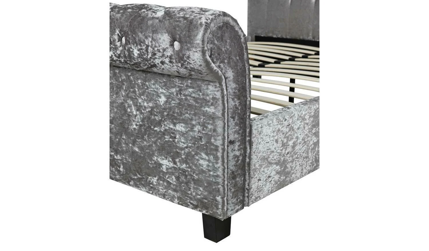 Penelope Crushed Velvet Kingsize Bed Silver Luxurious Bedroom Furniture - Image 6