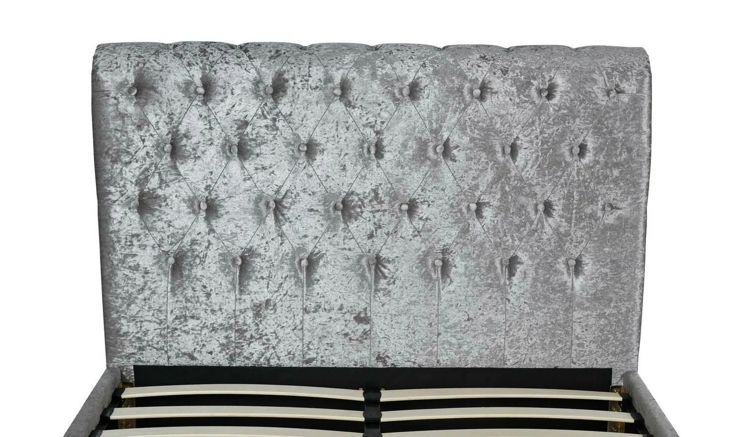 Penelope Crushed Velvet Kingsize Bed Silver Luxurious Bedroom Furniture - Image 7