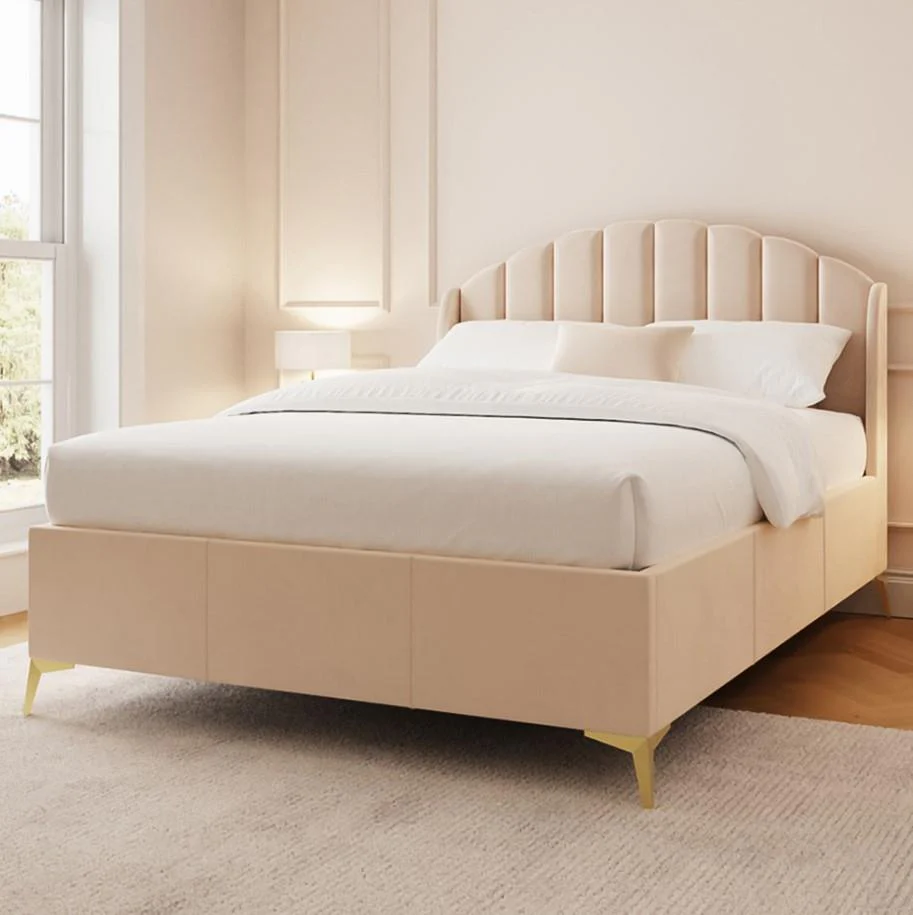 Pettine Double Natural End Lift Ottoman Bed Frame With Winged Headboard