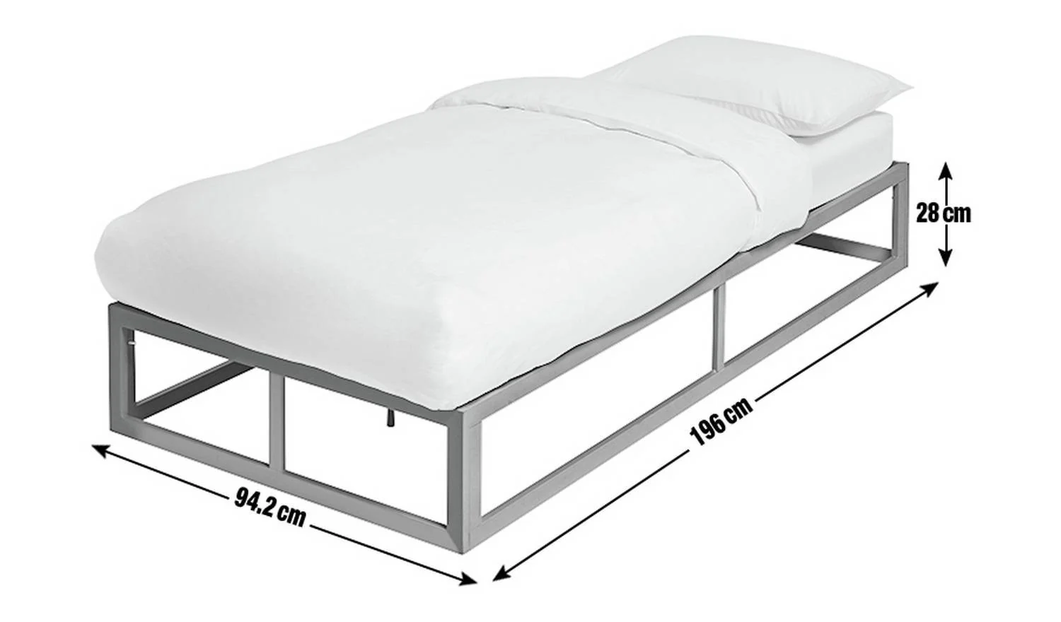Platform Single Metal Bed Frame White Modern Bedroom Furniture - Image 2
