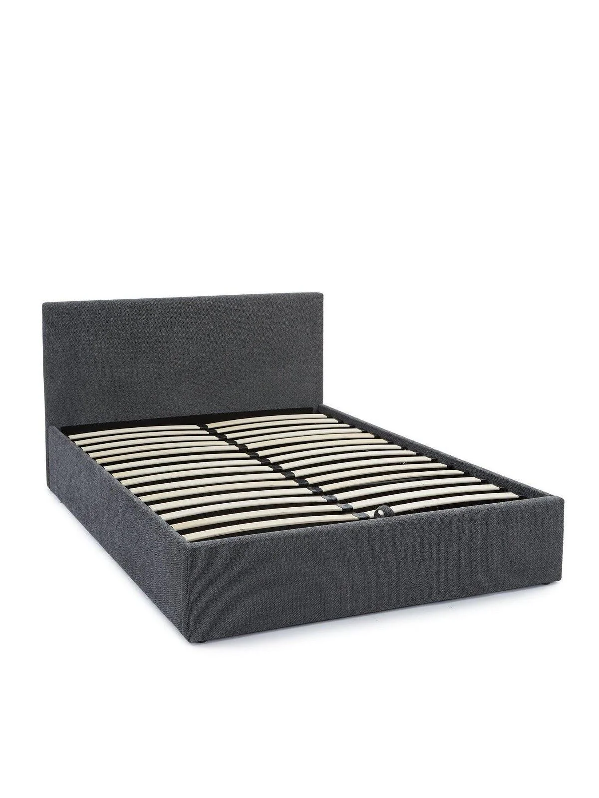 Porto End Lift Up Storage Ottoman Double Bed Dark Grey Textural Chenille Fabric - Image 4