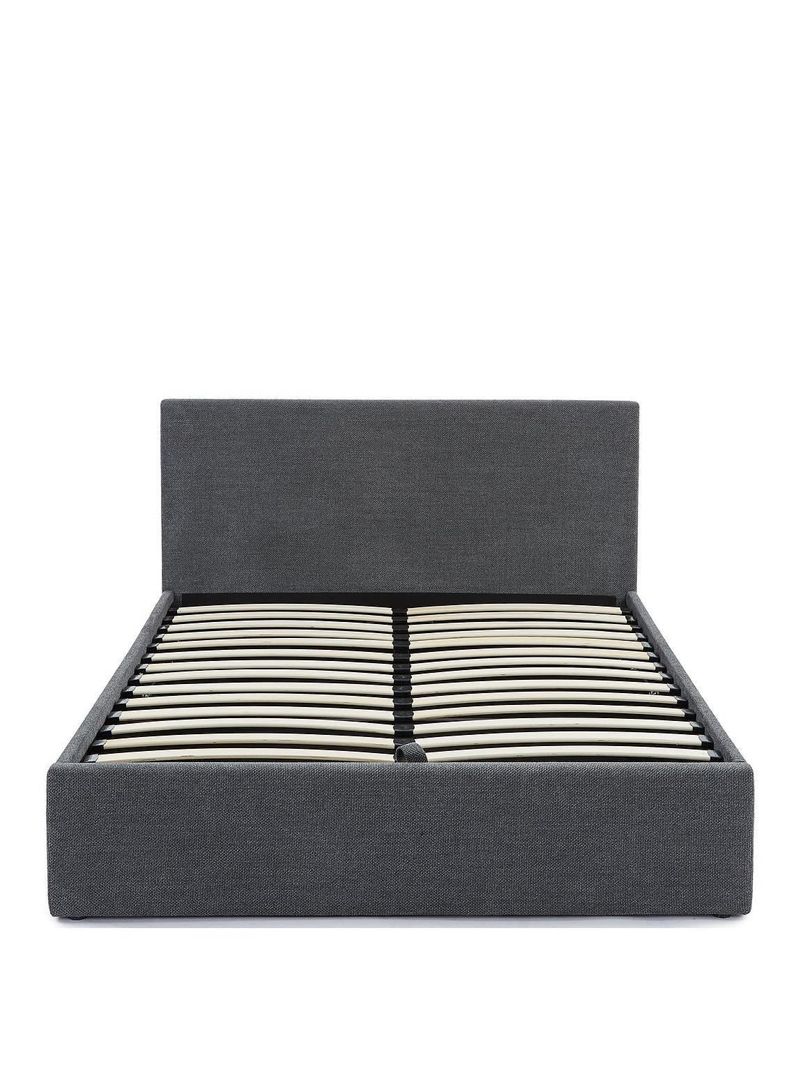 Porto End Lift Up Storage Ottoman Small Double Bed Frame Dark Grey UK - Image 2