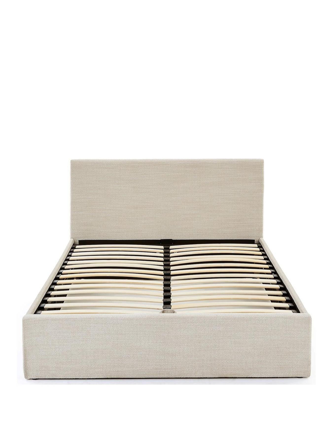 Porto End Lift Up Storage Ottoman Small Double Bed Frame Natural UK - Image 2