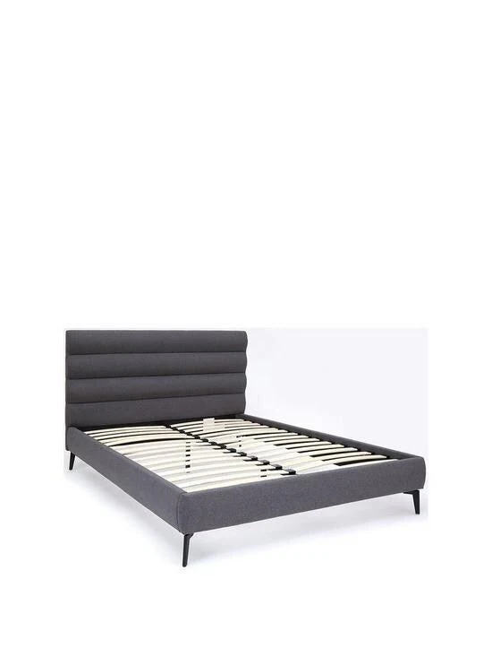 Prague Fabric Double Bed Grey Stylish Comfortable Bed Frame for Bedrooms - Image 3