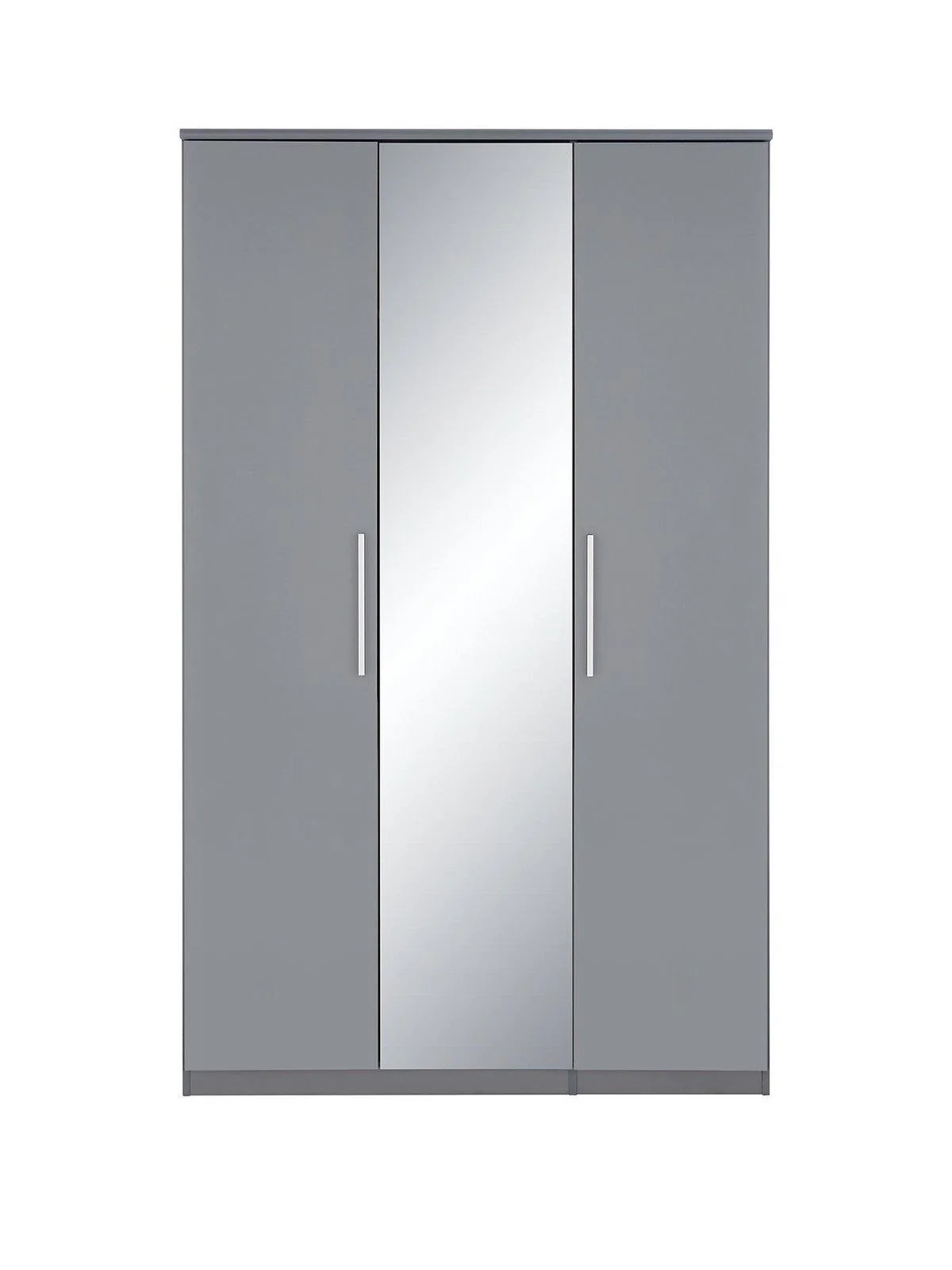 Prague Gloss 3 Door Mirrored Wardrobe | Grey High-Gloss | Modern Bedroom Storage - Image 2