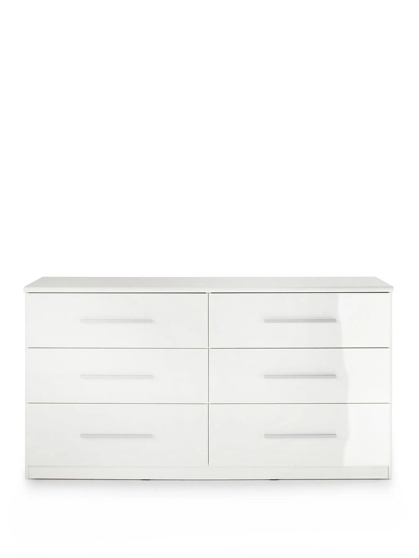 Prague Gloss 6 Drawer Chest White For Bedroom Hallway Storage Organiser - Image 2
