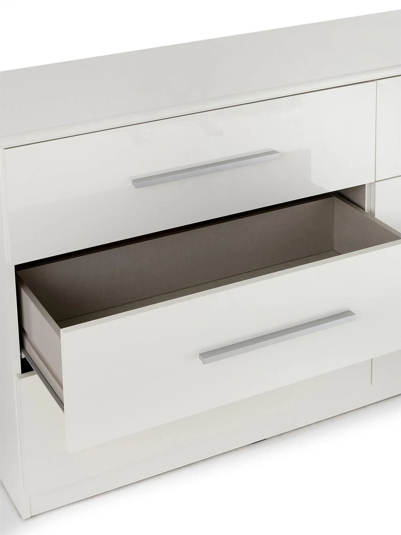 Prague Gloss 6 Drawer Chest White For Bedroom Hallway Storage Organiser - Image 5