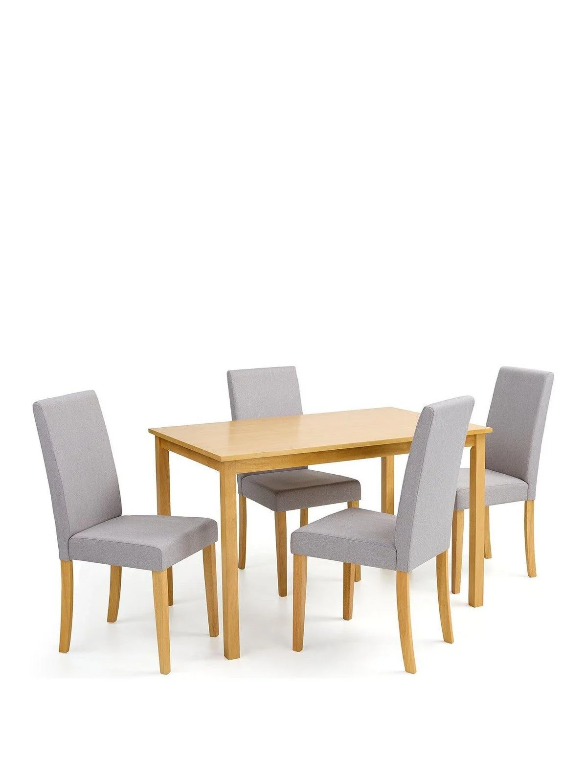 Primo 120cm Dining Table & 4 Fabric Chairs Set Wood Grey Modern