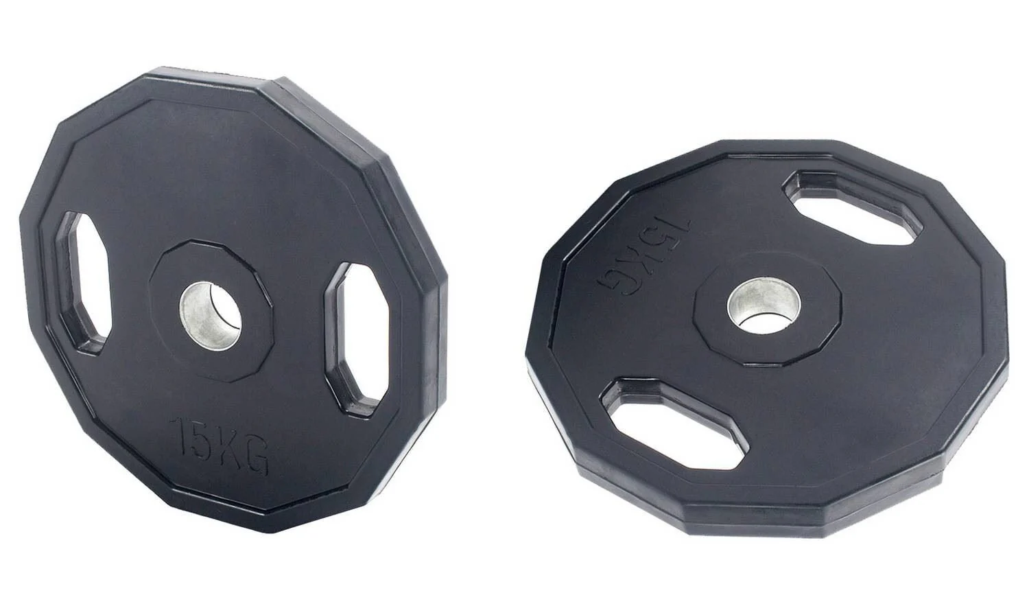 Pro Fitness Olympic Rubber Weight Plates 2 x 15kg Home Gym Strength Training