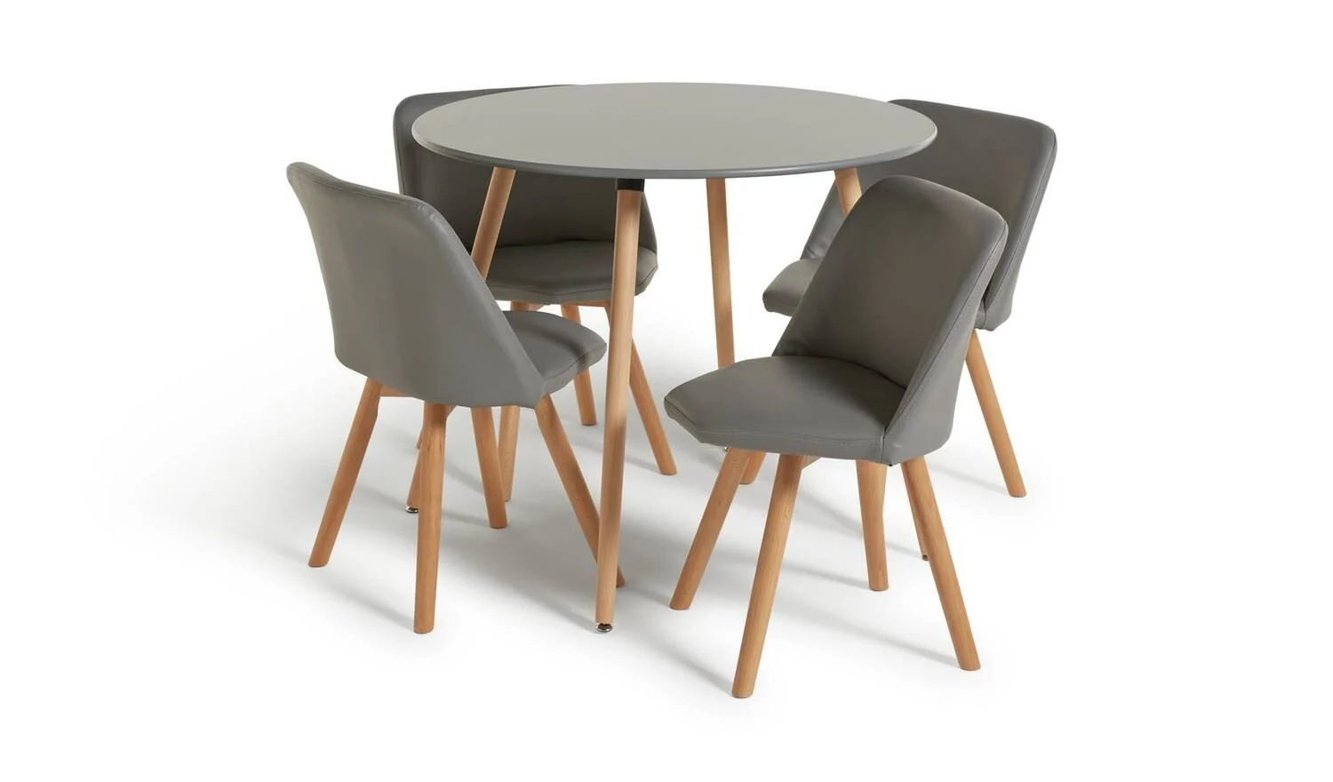 Quattro Grey Dining Table & 4 Grey Chairs Solid Wood Legs - Image 2