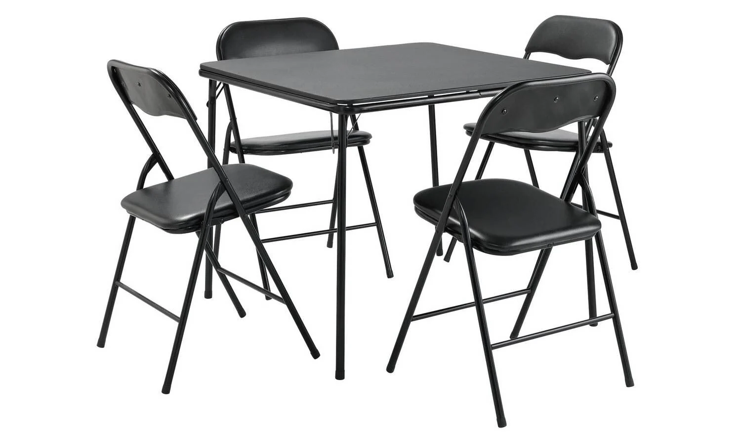 Quin Extend Black Dining Table & 4 Black Chairs Modern Kitchen Set