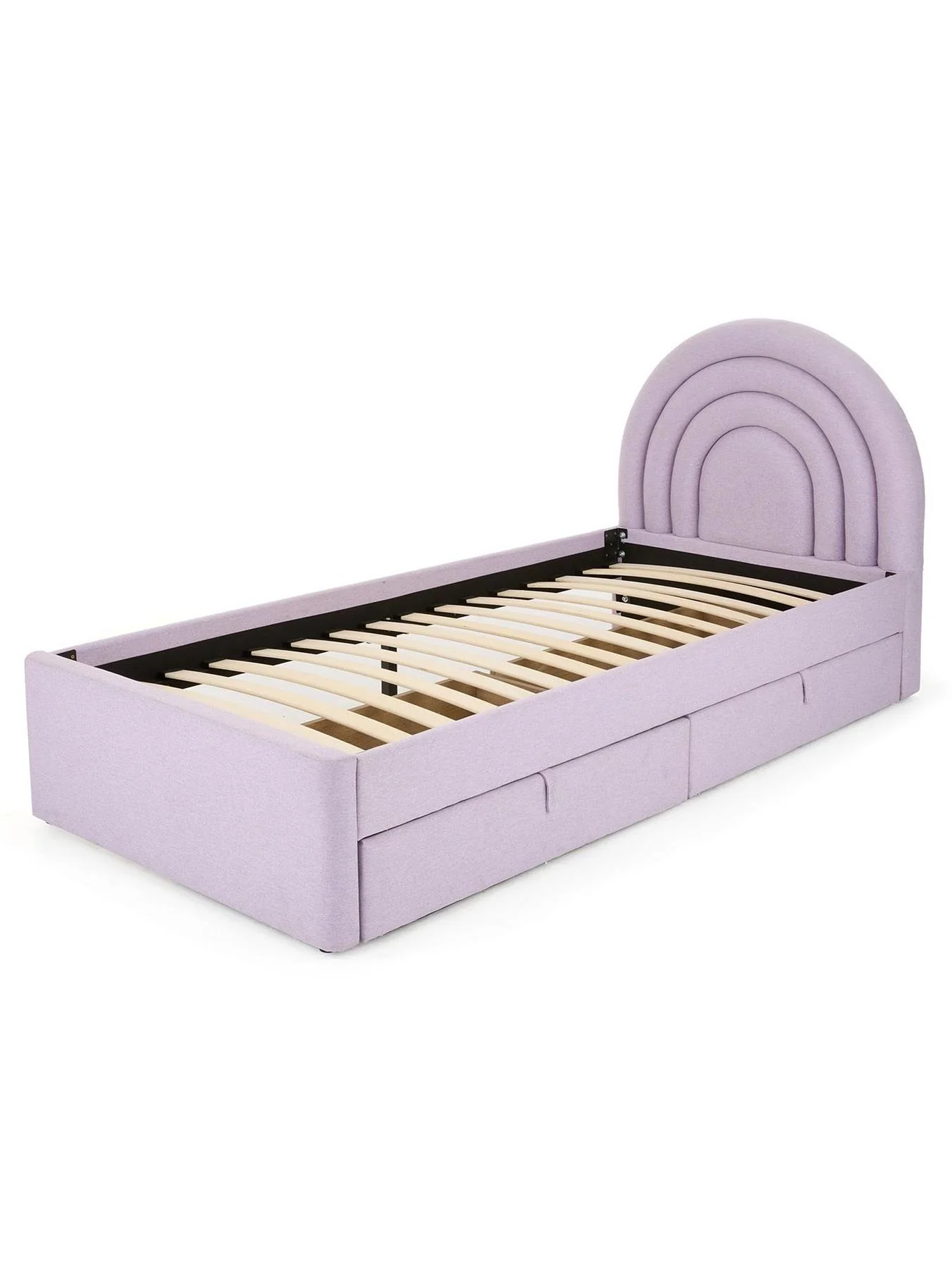 Rainbow Children's Single Bed Frame with Drawers Lilac Kids Bedroom Furniture - Image 3
