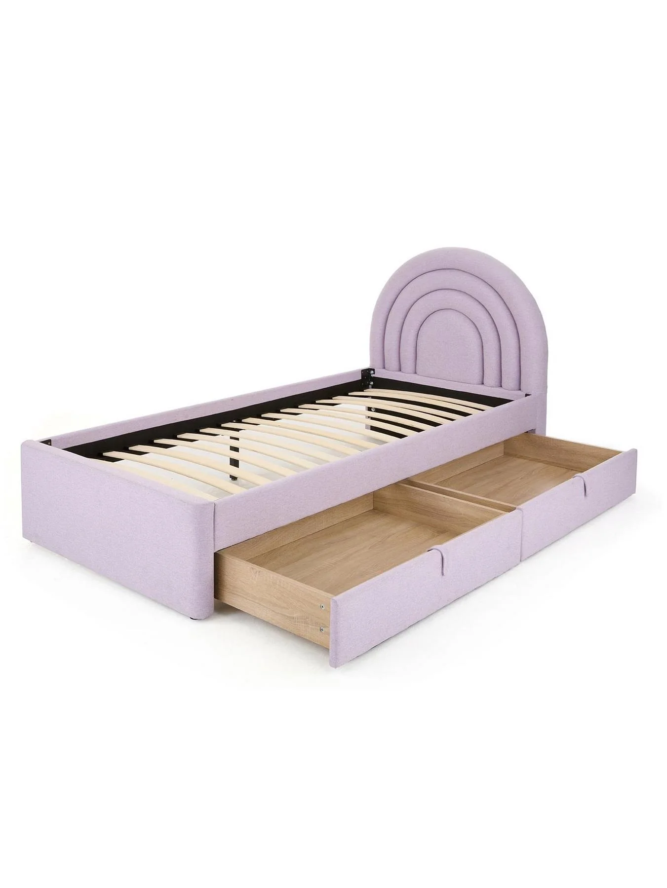 Rainbow Children's Single Bed Frame with Drawers Lilac Kids Bedroom Furniture - Image 4