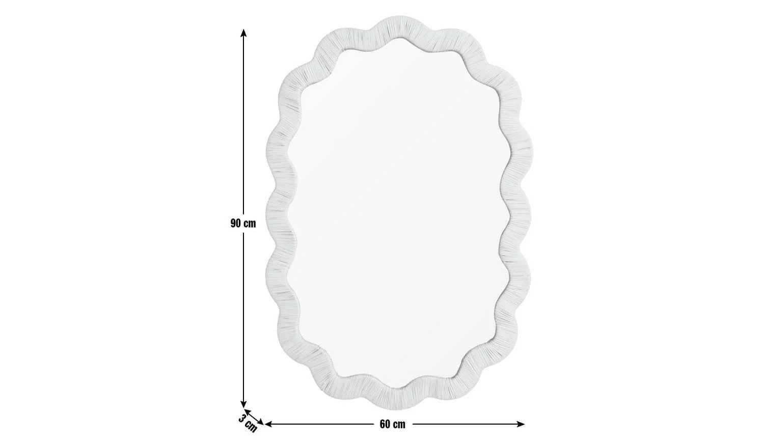 Rattan Wavy Wall Mirror 90x60cm Bohemian Hallway Decor - Image 5