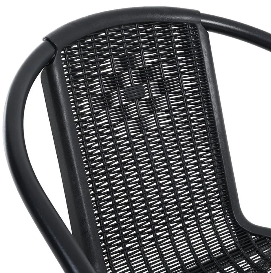 Set 4 Black Wicker Stackable Outdoor Garden Patio Chairs - Image 3