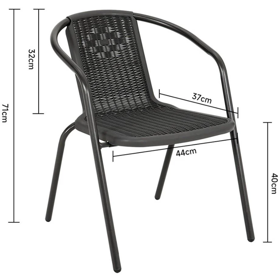 Set 4 Black Wicker Stackable Outdoor Garden Patio Chairs - Image 5
