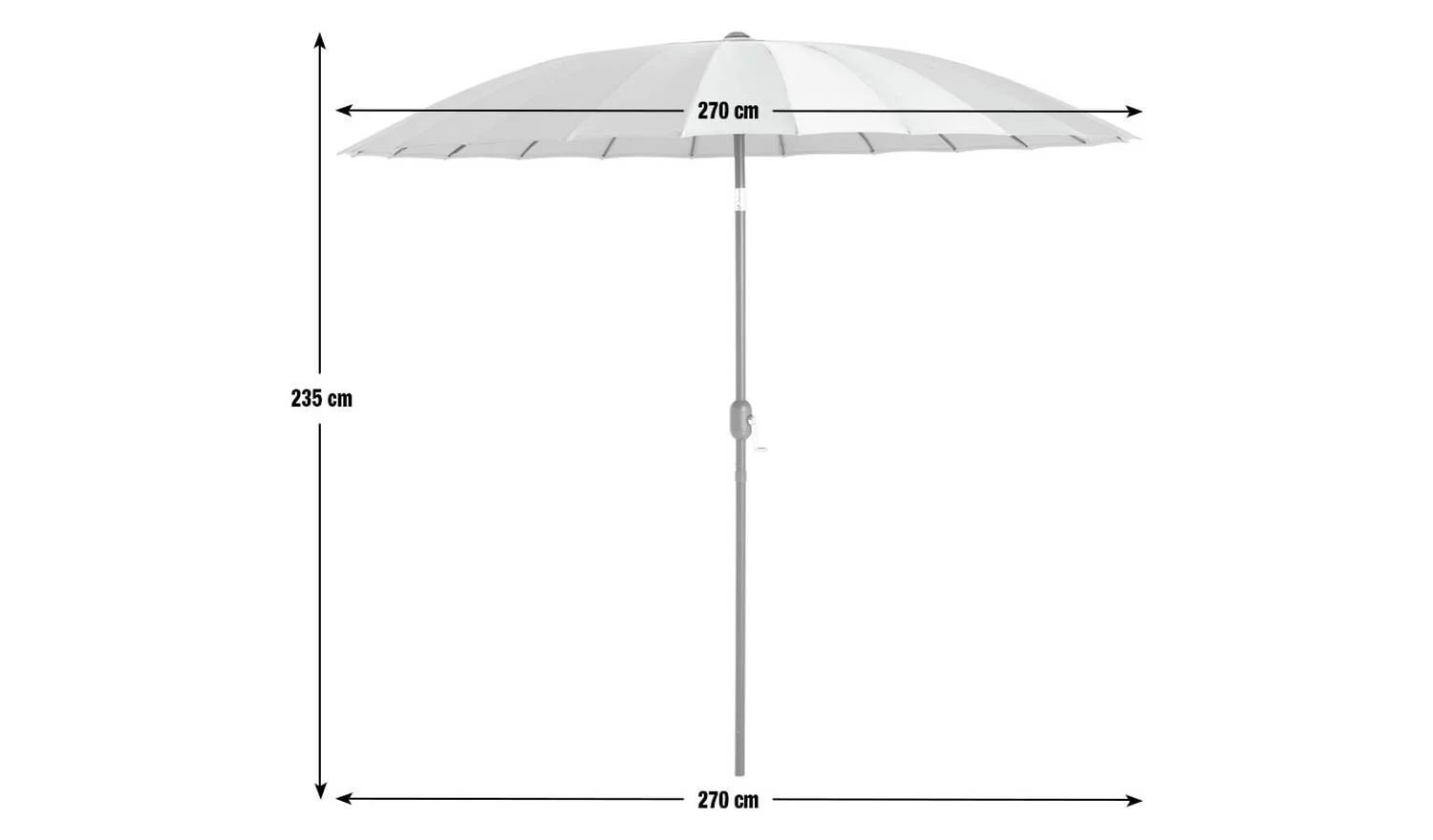 Shanghai 2.7m Garden Parasol - Grey - Image 6