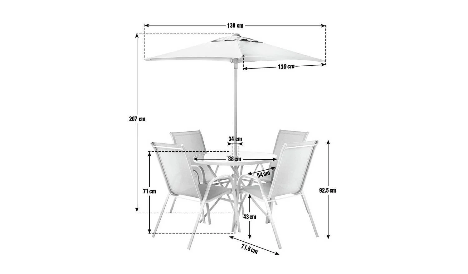 Sicily 4 Seater Metal Patio Set Grey Outdoor Garden Furniture Dining - Image 2