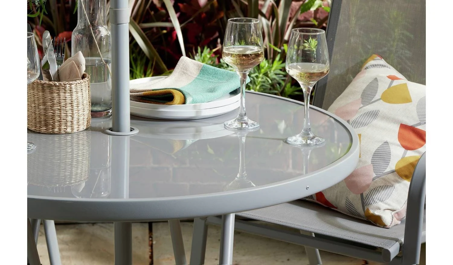 Sicily 4 Seater Metal Patio Set Grey Outdoor Garden Furniture Dining - Image 5