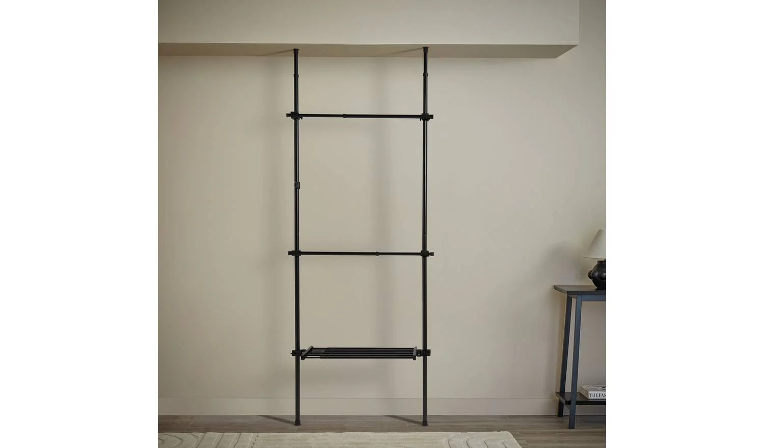 Single Adjustable Ceiling Rail Black Steel Construction Durable