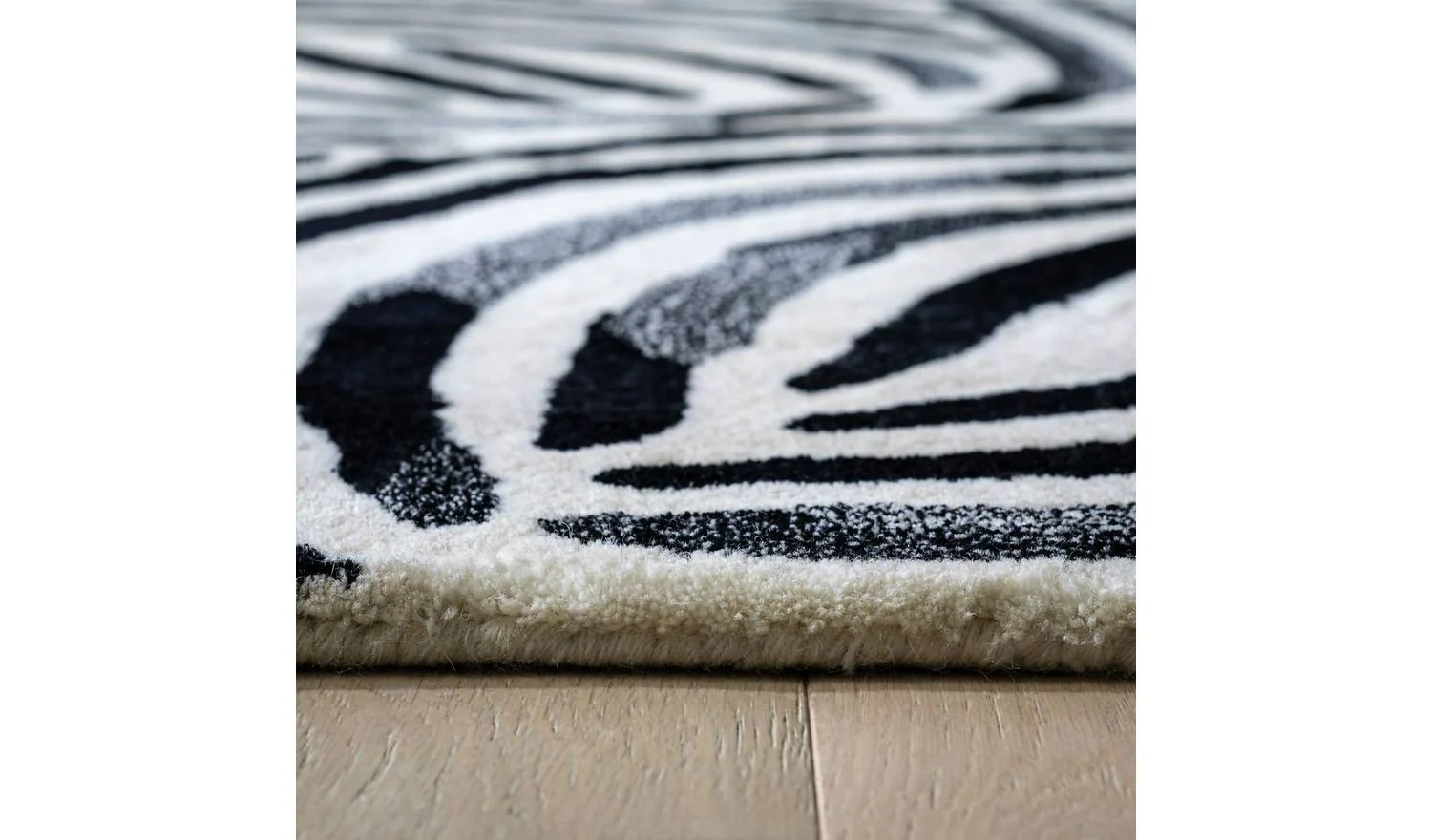 Skandi Brush Marks Black & White Cut Pile Rug - Image 3
